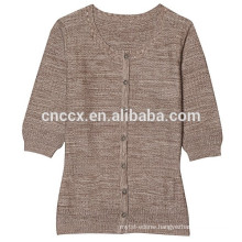 15JWS0518 woman spring summer short sleeves long style sweater with buttons